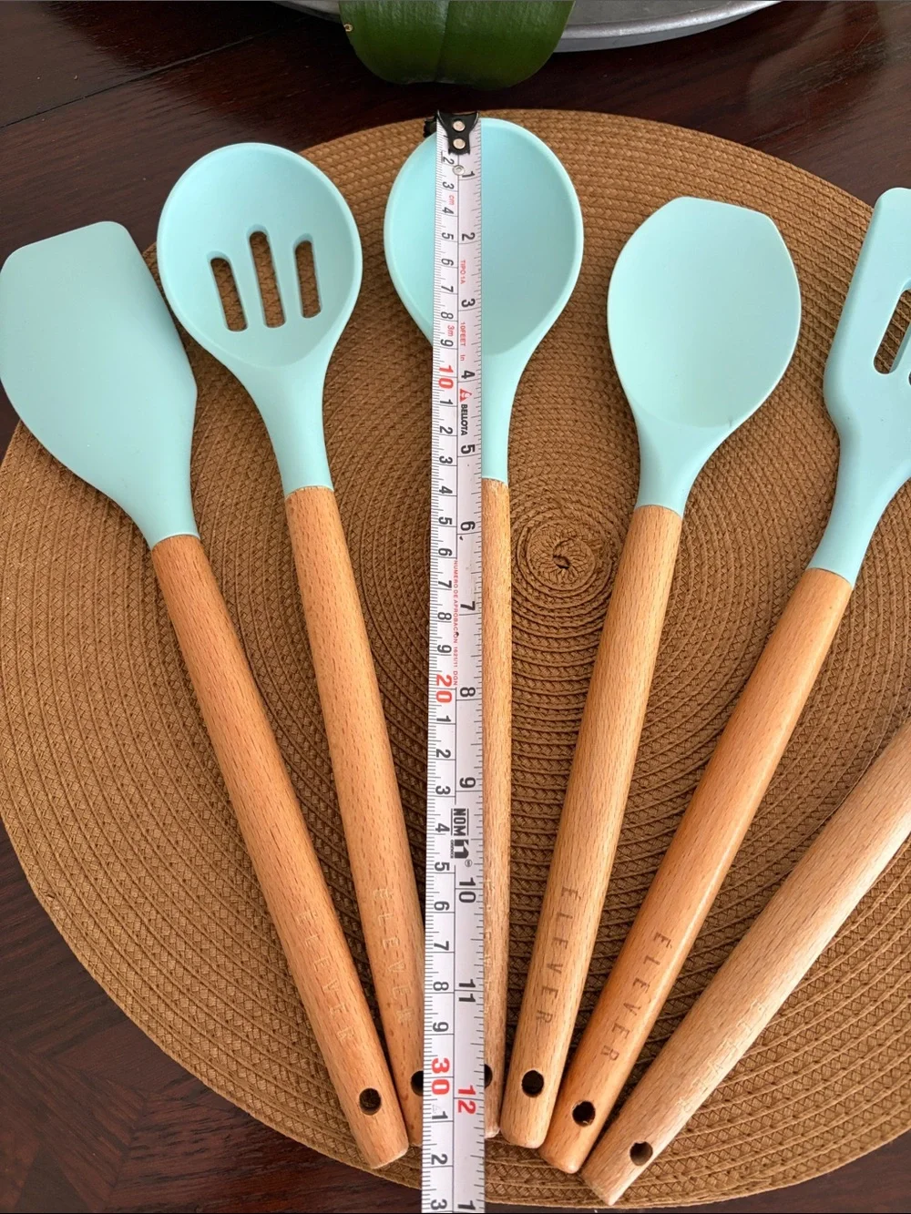 Elever Mint Silicone & Wood Kitchen Utensil Set - 6 Piece
